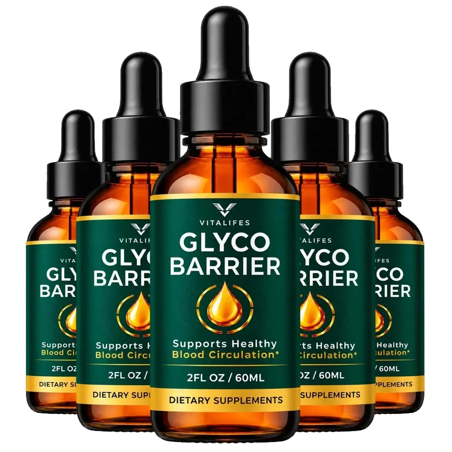 GlycoBarrier bottles as shipped, amber glass with dropper caps